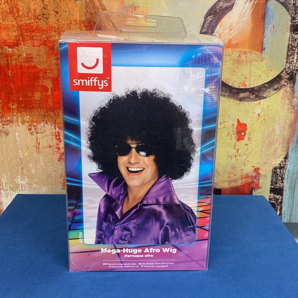 Afro Wig , Mega-Huge, Black Smiffys Halloween Costume Accessory